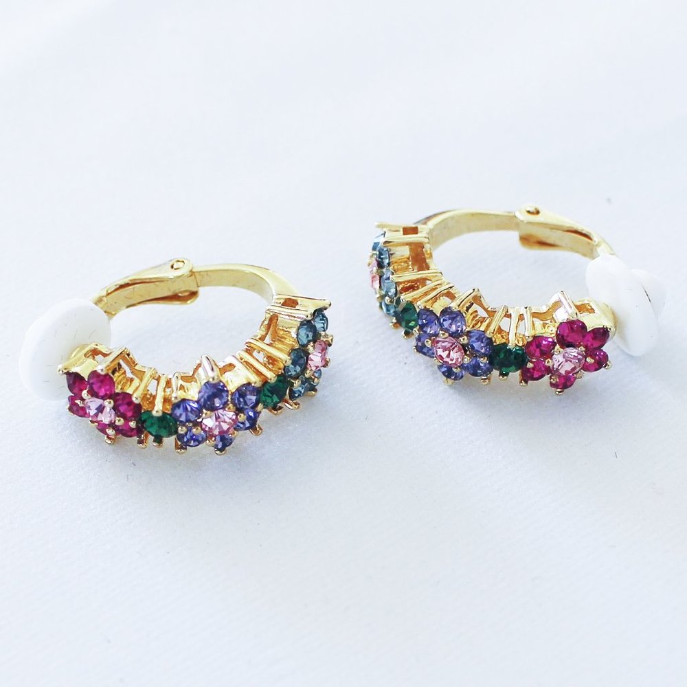 Joan Rivers Crystal Flower Hoop Earrings